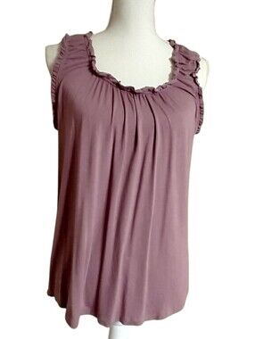 Maurices Mauve Ruffled Neck Tank Top